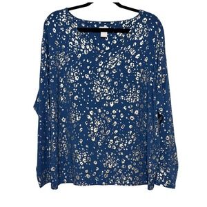 Chico's Y2K Glam Metallic Leopard Top Womens Size 2 Large Mob Wife‎ Chic Party